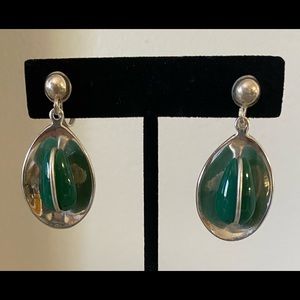 Vintage Sterling Chrysoprase Earrings